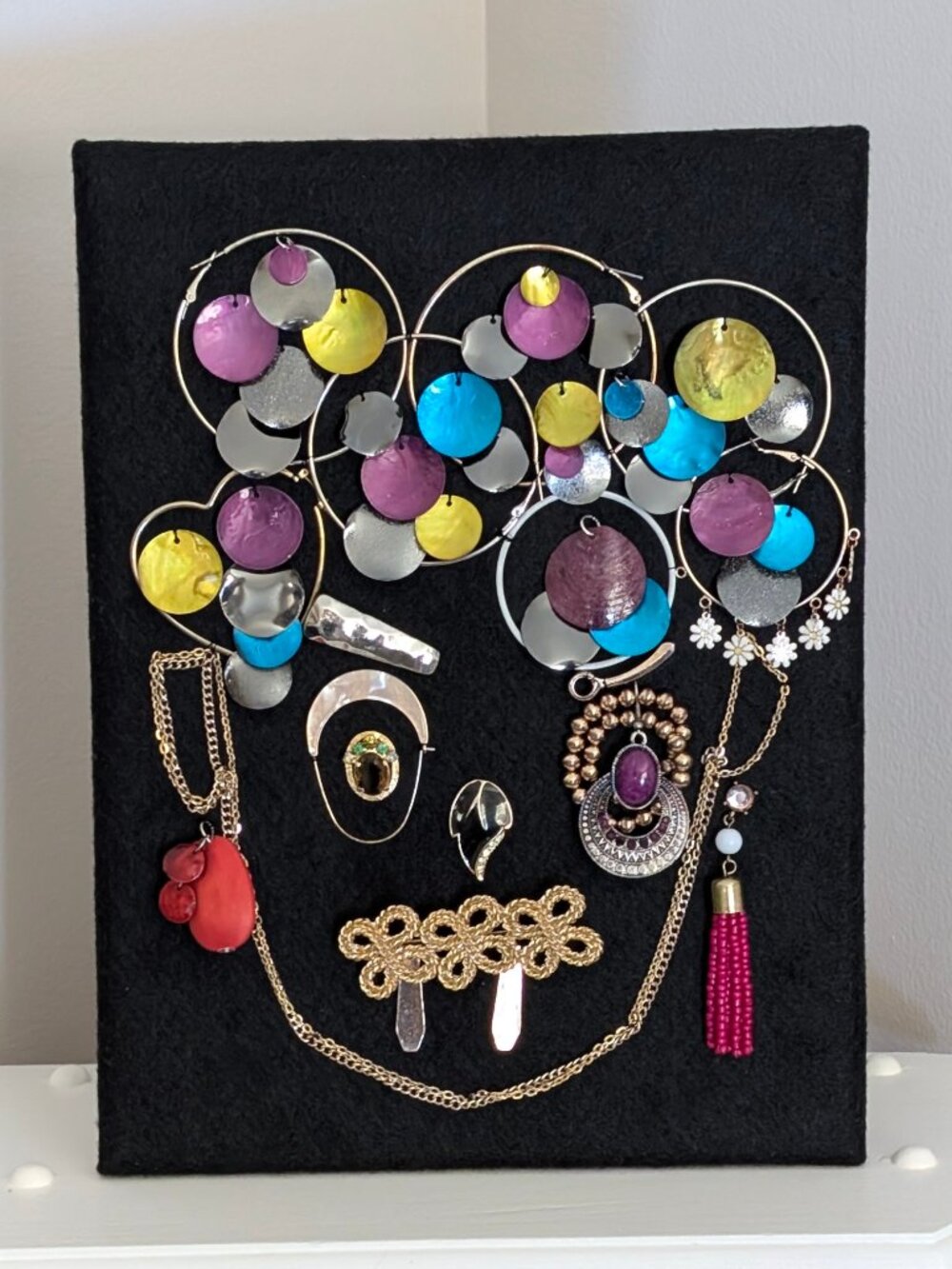 MAEVE - Resting Gem Face Handmade Upcycled Jewellery Portrait Art - Piece 7